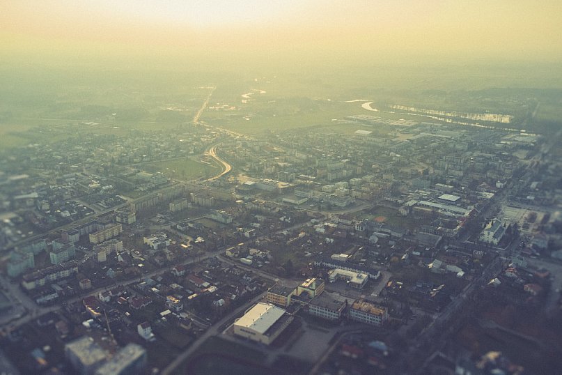 Jesienny Węgrów z lotu ptaka